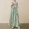 Short Sleeve Plus Size Cotton Vintage Floral New In Dresses for Women Casual Loose Long Summer Dress