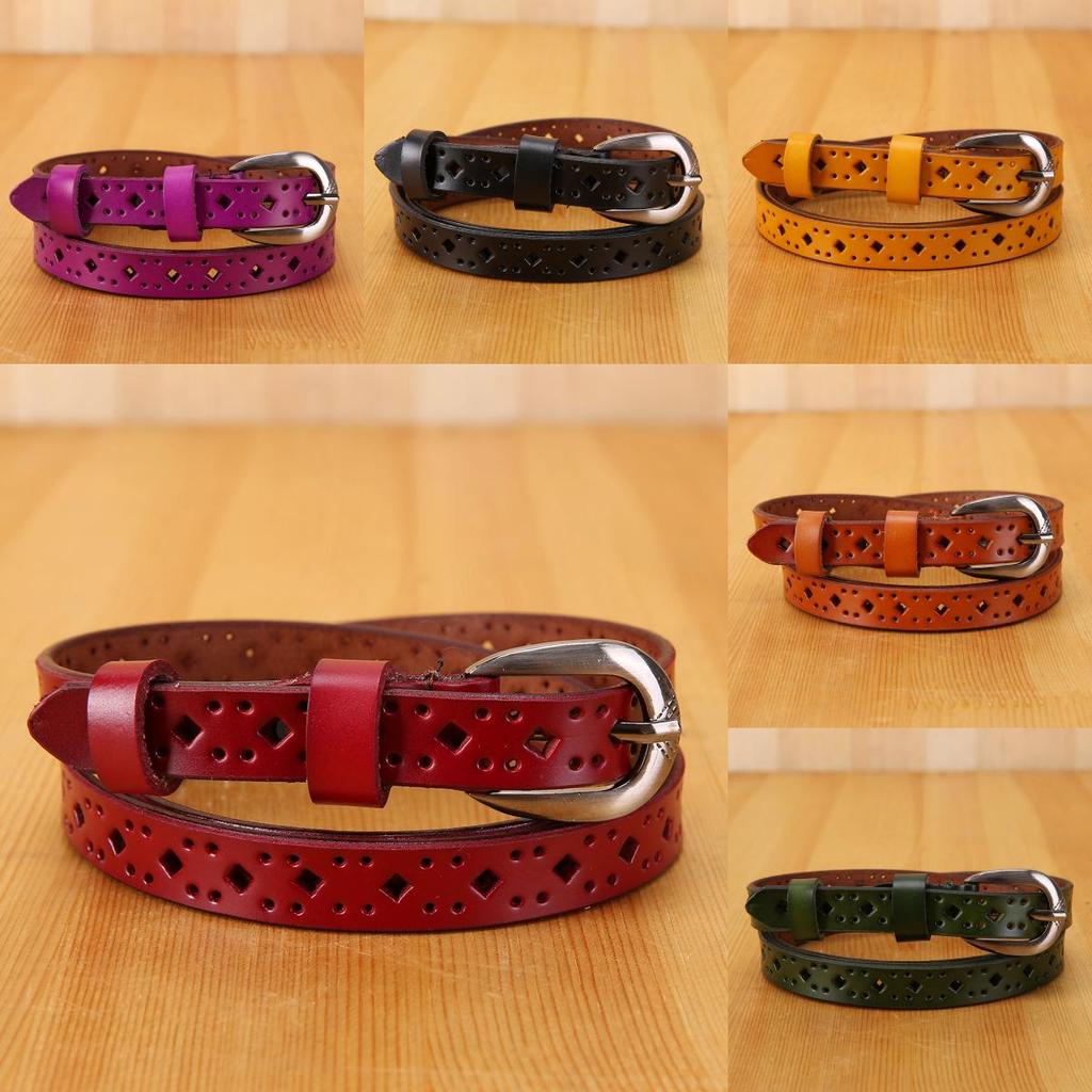 Ladies Genuine Leather Skinny Belt For Casual Wear With Metal Pin Closure
