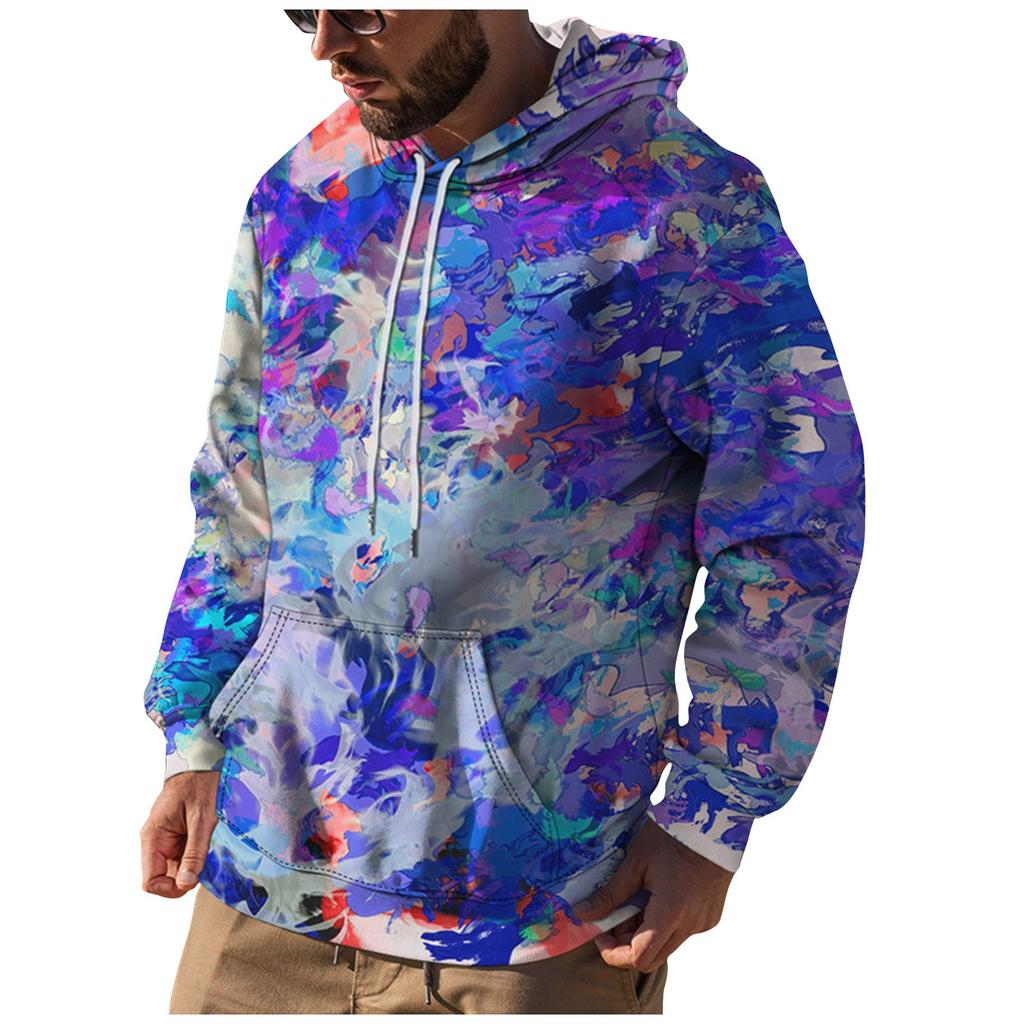 Men's Loose Printed Hooded Sweatshirt Men's Casual Fashion Sports Sweatshirt