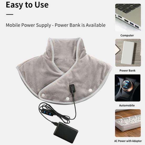 Shoulder Heating Pad for Neck Back Electric Heating Pad Rechargeable Double-Sided Plush Cordless Heated Wrap