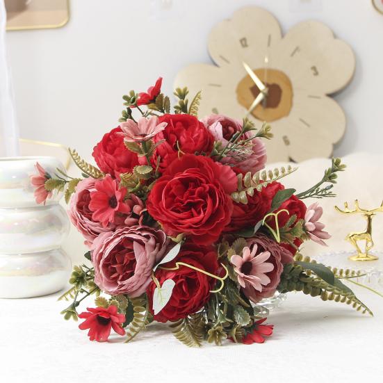 Букеты из искусственных цветов, искусственные ромашки, пионы, букеты, искусственные цветы, центральные украшения для стола, цветочные композиции для дома, свадебные украшения для отеля