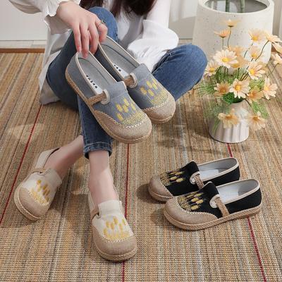 Обработка на заказ новая женская тканевая обувь старый Пекин вышитая льняная тканевая обувь женская с мелким вырезом ретро модная одинарная обувь Ханфу