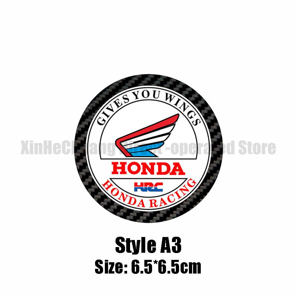 HONDA Motorcycle Decoration Crystal Stickers 3D Stereo Round Personality Carbon Fiber Decals for Honda Racing Fuel Tank Stickers akd256