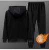 Winter Men's Casual Sports Suit Plus Velvet Thick Hooded Cardigan Sweater Two-piece Suit