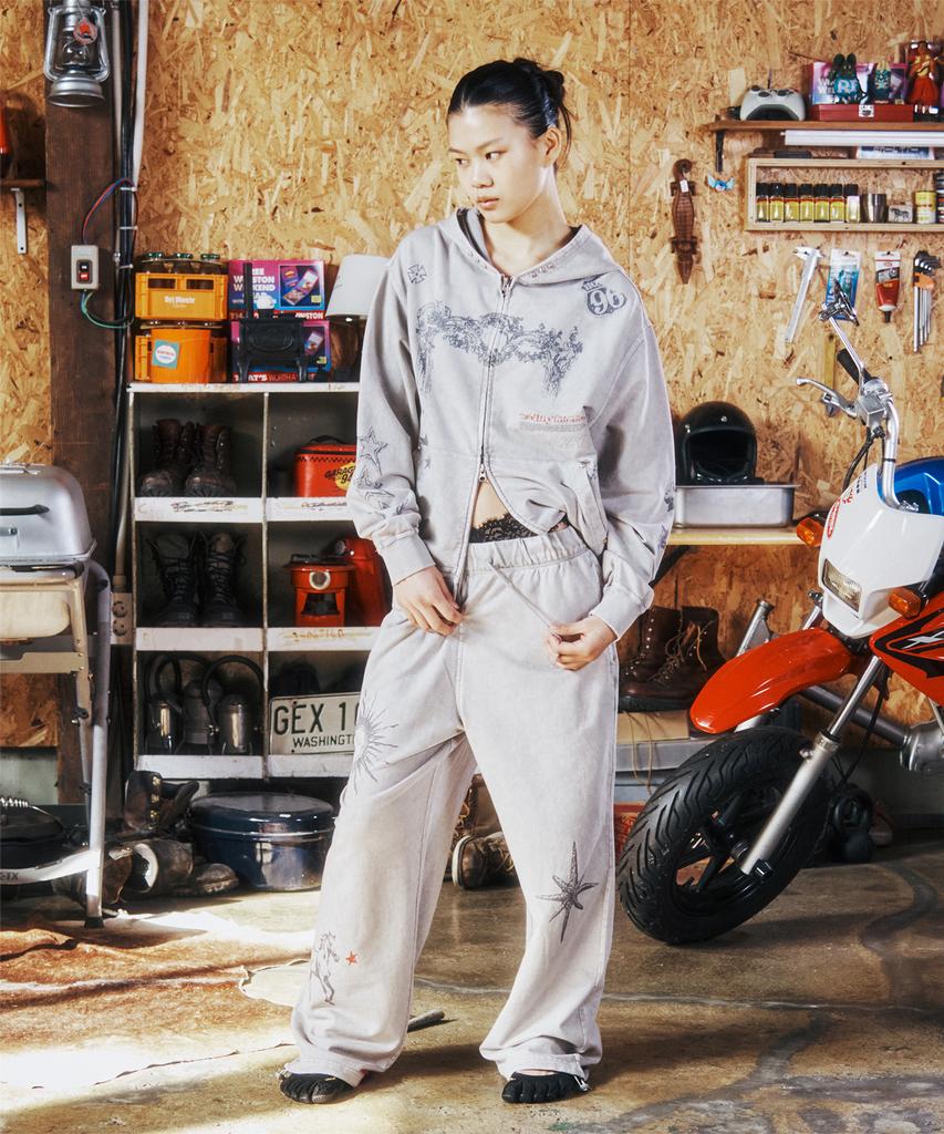 Худи на молнии Thevinylhouse Rodeo Washed Серый