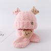Children's Warm Bear Scarf Knitted Hat Autumn/Winter Girls' Two-piece Set with Fleece Hat