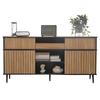 Chest of Drawers with 4 Sliding Doors and 1 Drawer, Oak Combined with Black, Dimensions: 160 W x 40 D x 80 H
