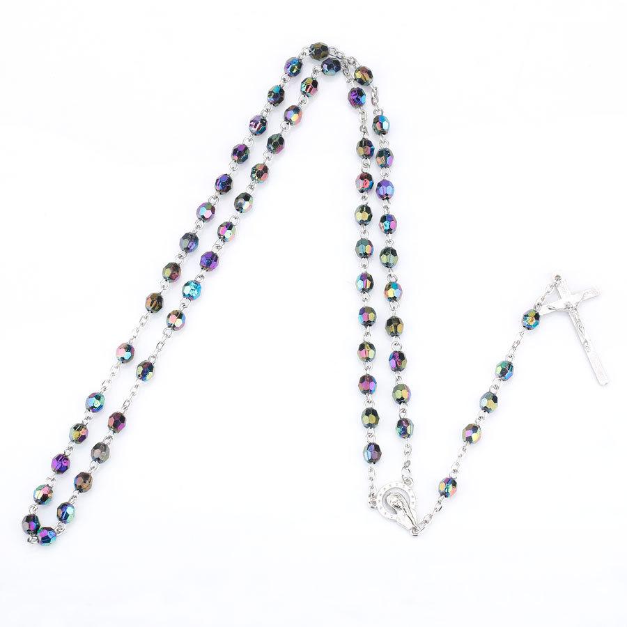 Четки Ожерелье Иисус Христос Крест Заявление Подвески Ожерелья Акриловые Бусины Длинная Цепочка Колар Религиозная Вечеринка Христианский Циркон