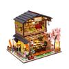 Moin Moin Dollhouse Miniature DIY Kit Cherry Blossom Sushi Restaurant Sushi with Cherry Blossoms and Spring Design Medium Size LED Light 2006DH154