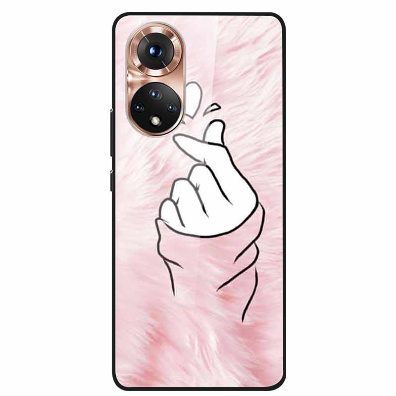 Чехол для Honor 50 Мультяшный Закаленное Стекло Задняя Крышка Жесткий Чехол Для Телефона Huawei Honor 50 Pro NTH-AN00 NTH-NX9 Fundas Coque