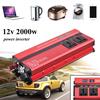 2000W Car Inverter 4 USB Output Port Dual LED Display DC 12V/24V To AC 110V/220V Sine Wave Converter