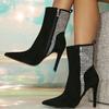 2024 зимние пикантные женские ботильоны с острым носком и острым носком, модные туфли на тонком высоком каблуке Eelgant на молнии