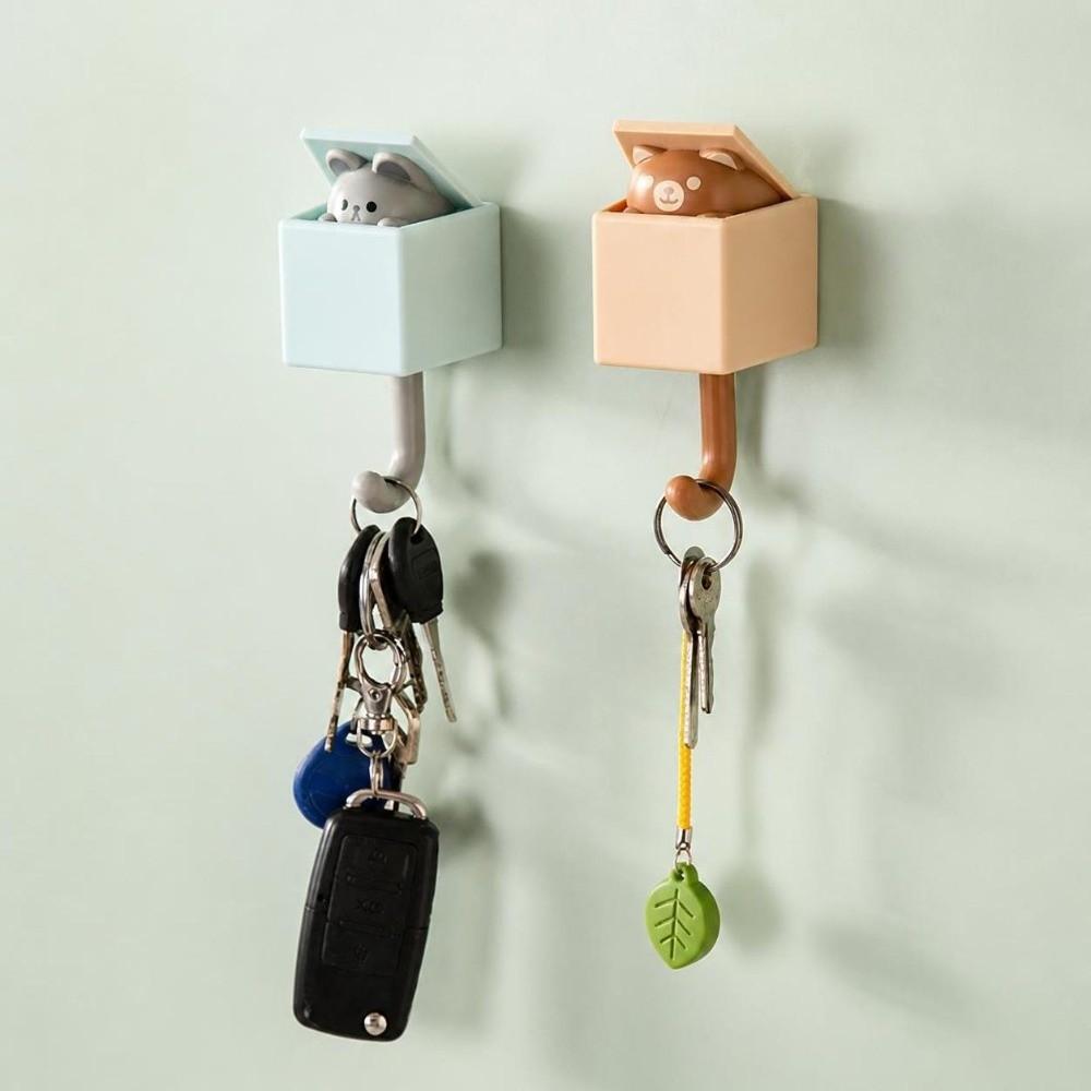Retractable Pop Up Cute Animal Wall Hooks Punch Free Wall Hanger  For Keys Bags Towels