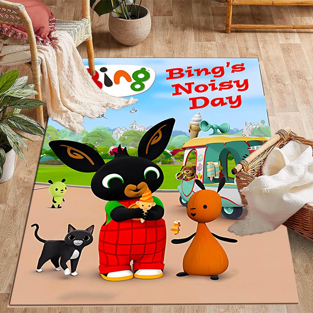 Bing And Friends In Garden Themed Anti-Slip Rugs - Polyester Home Decor, Suitable for Bedrooms, Living Rooms, Doorways, Studios, and Decorations