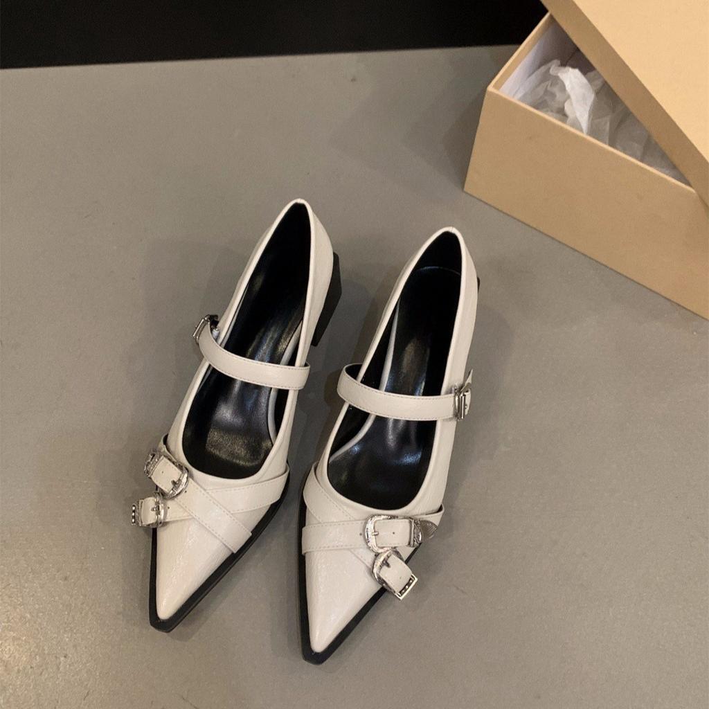 Fashion Fashion Womens Shoes Sexy Pointed Toe French Single Shoe New Leather Banquet Party Shoes for Women Mary Jane Shoes Zapatos Mujer