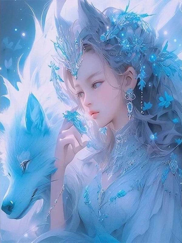 Diamond Painting New Collection Nine Tailed Fox Woman Diy Full Square Round Drill Rhinestone Embroidery Cartoon Elf Animals Mosaic Cross Stitch Kits