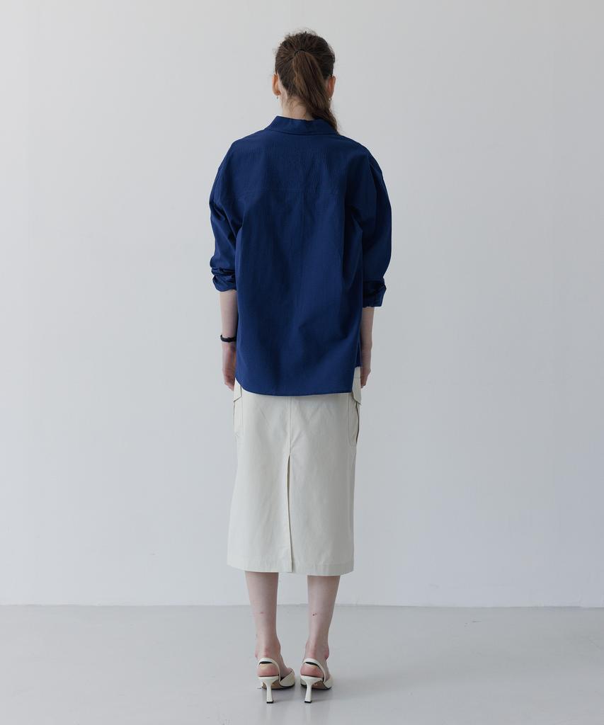 TTUDEMENT Seersucker Work Shirt Navy