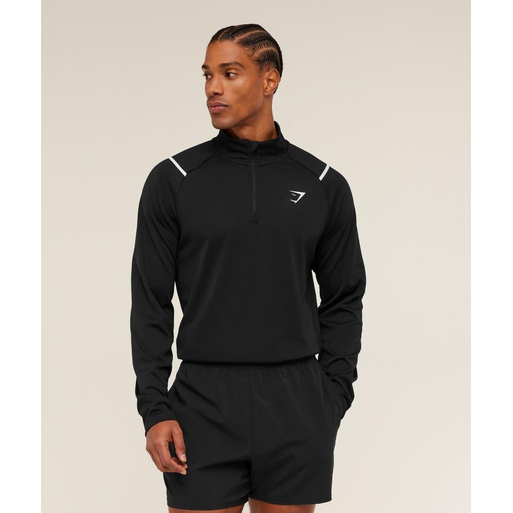 Gymshark Arrival Contrast 1 4 Zip Black A5b2b Bdkq
