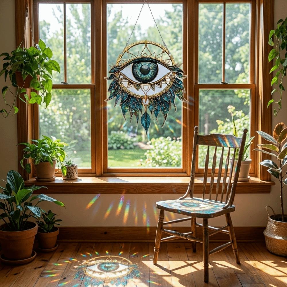 Eye Shape Evil Eye Decoration 2D Flat Hanging Pendant Wall Decoration Sun Catcher Garden Decor