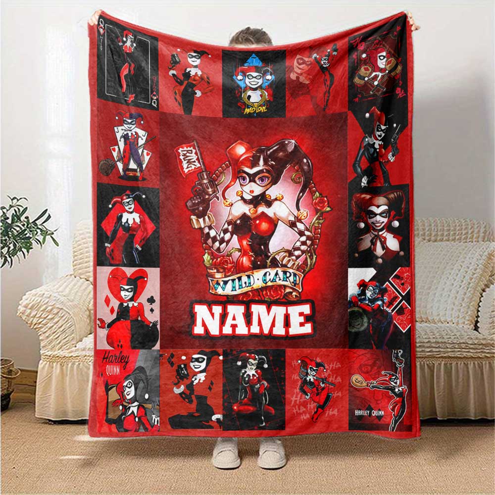 Warner Bros. Movies (4) Customize Text Blanket Gift Personalized Blanket Warmthful Decor Versatile for Living Room Nap Bed Sofa All-Season Use