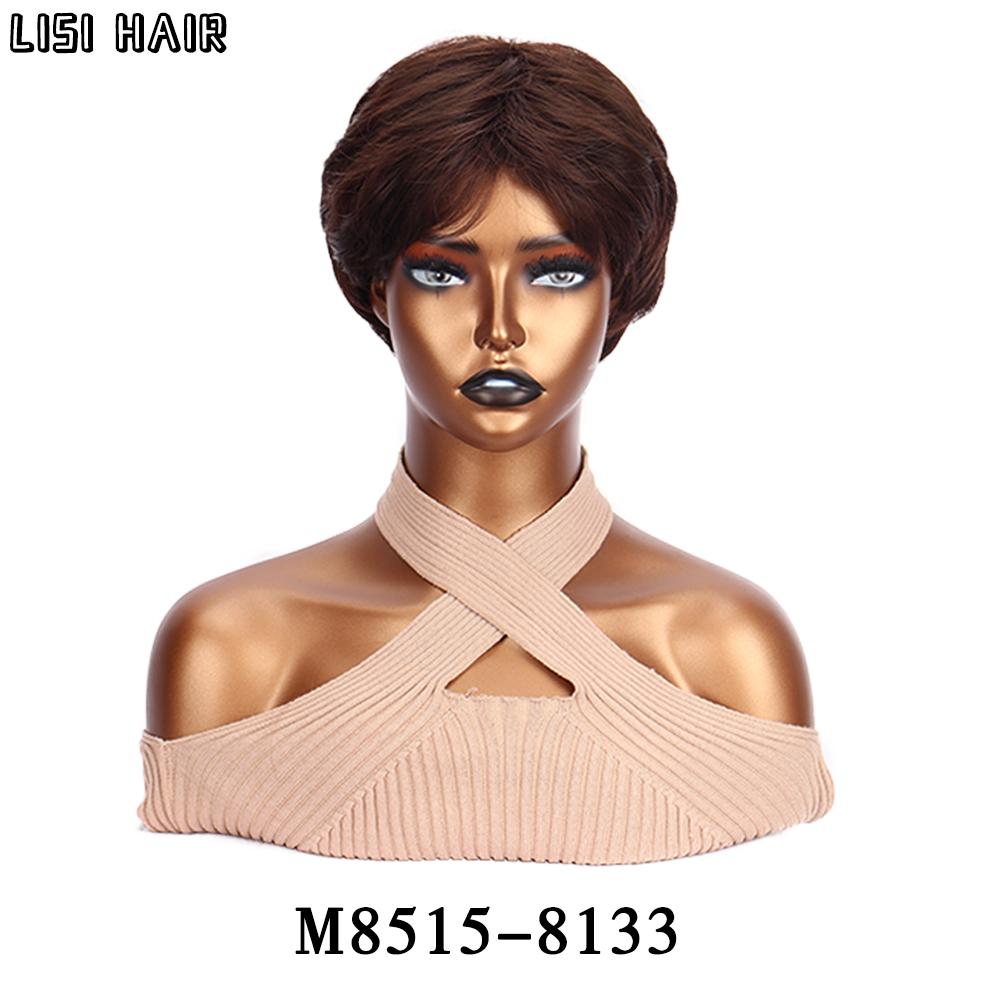 LISI HAIR Синтетические смешанные серые, черные парики, короткие прямые натуральные парики, термостойкий парик для пожилых женщин, повседневная одежда для вечеринок
