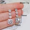 Light luxury and fashionable new geometric square slightly inlaid with diamond earrings, beautiful and super fairy temperament noble earrings women