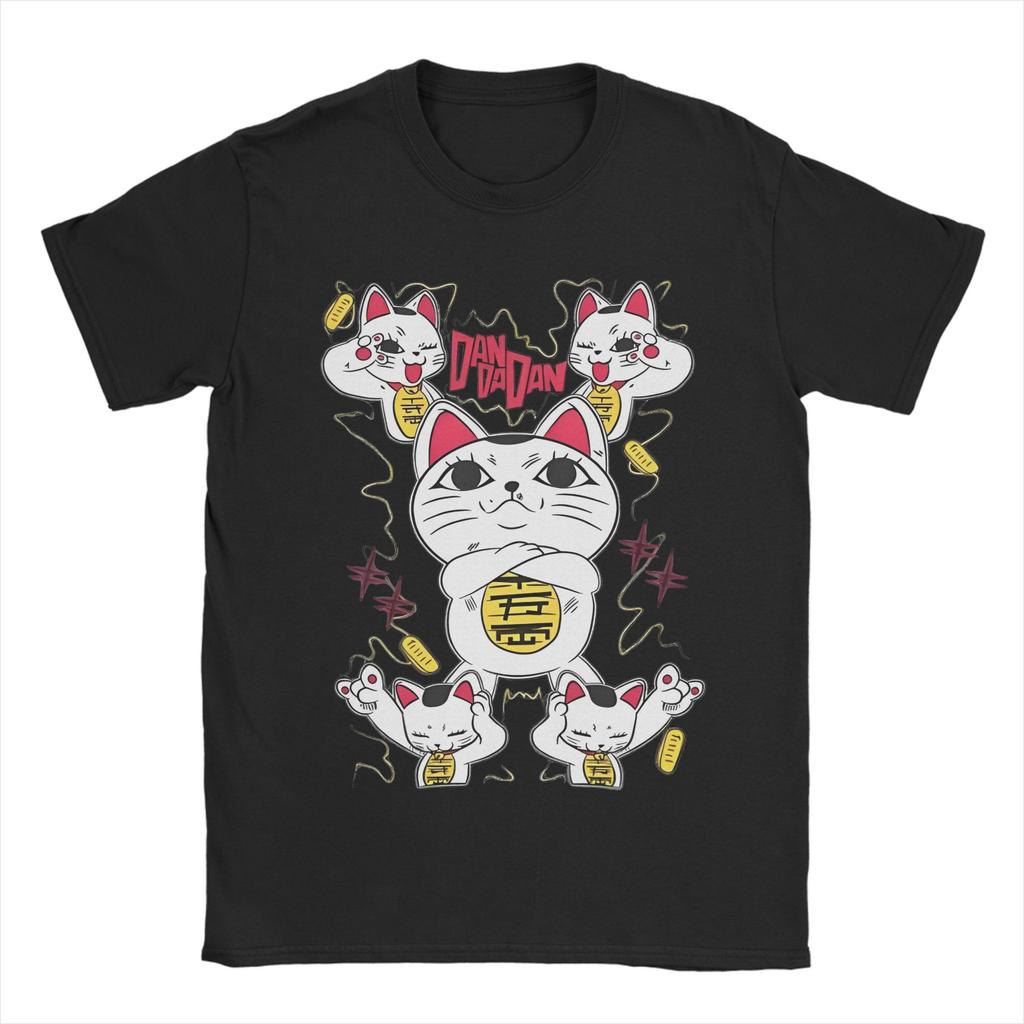 Футболка Turbo Cat Dandadan Мужская Хлопковые Топы Ретро Аниме Круглый Вырез Короткий Рукав