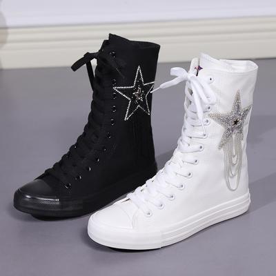 Женские модные спортивные ботильоны из плотной ткани на плоской подошве, внешнее украшение в виде пятиконечных ромбов, внутренняя молния на шнуровке