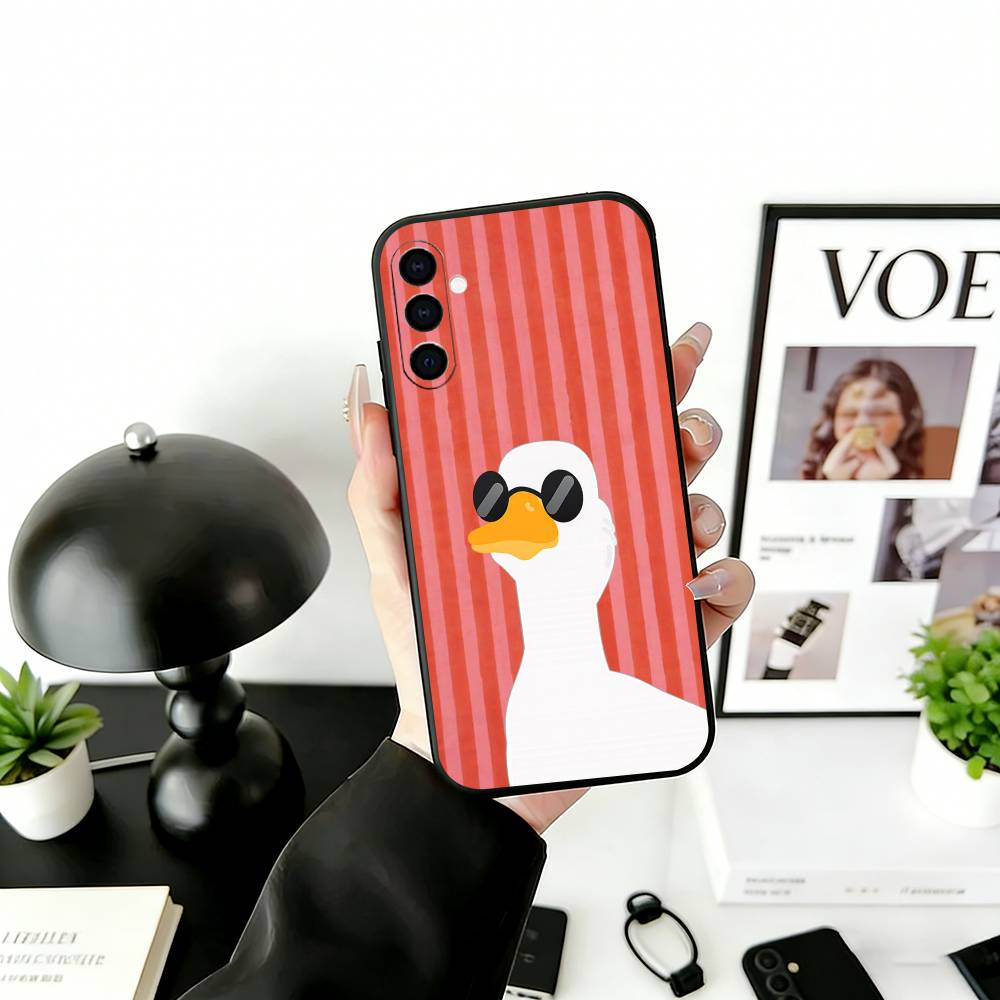 Duck Phone Case Black Silicone Soft For Samsung Galaxy A73,A72,A71,A70,A53,A52,A51