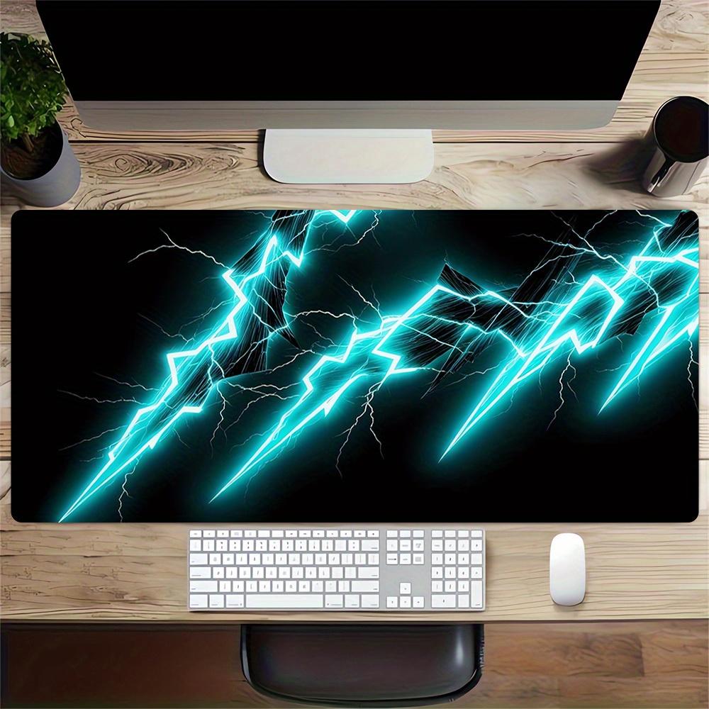 Large Multi-Size Non-Slip Rubber Base Lightning, Electric, Thunder Mouse Pad, Stitched Edges Keyboard Desk Mat for School, Office, Home, Gif