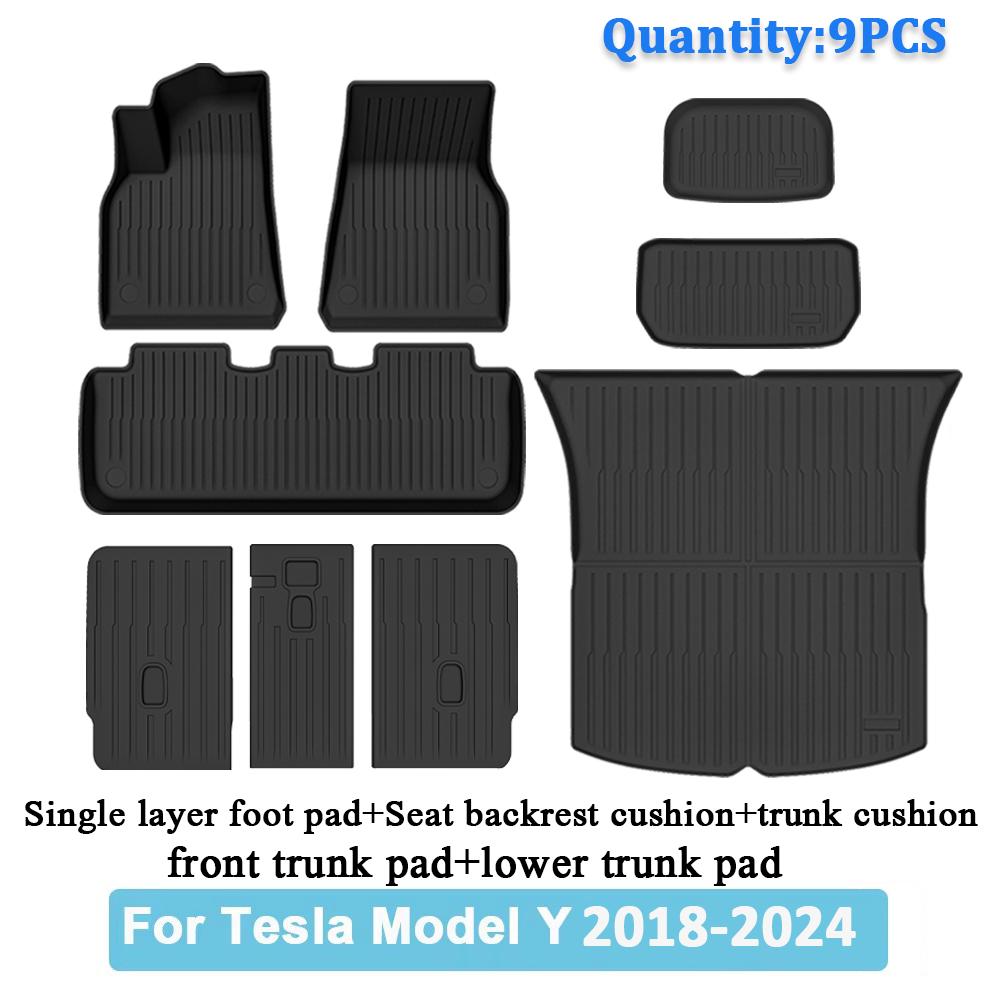 Car Trunk Mat For Tesla Model Y 2020 2021 2022 2023 2024 TPE Floor Mats & Cargo Liner All Weather Trunk Mats Floor Liner Mat