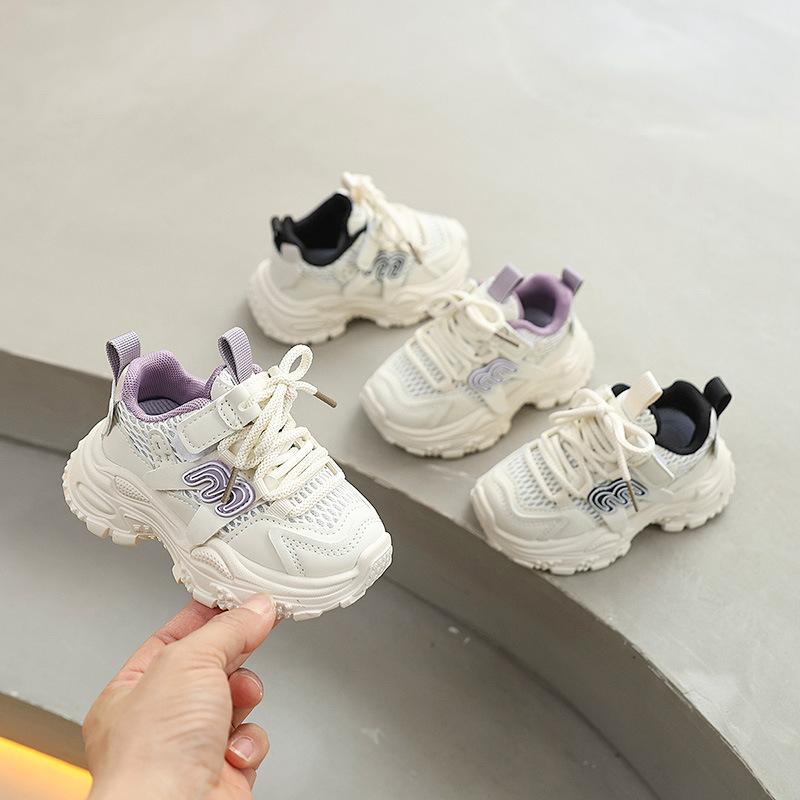 Spring Trendy Unisex Kids Chunky Sneakers Breathable Double Mesh Casual Sports Shoes Fashion Versatile Dad Shoes