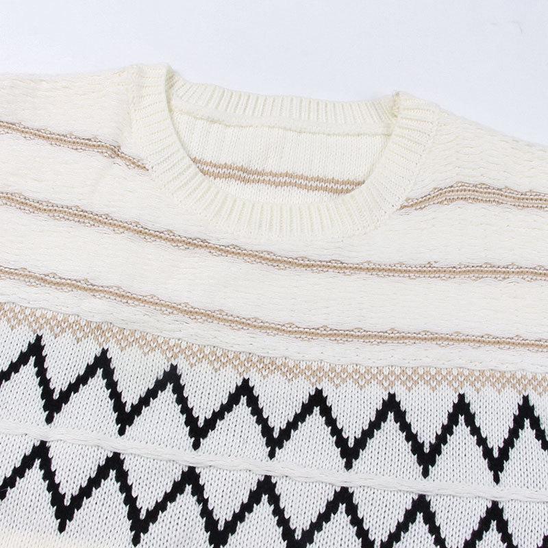 Autumn/winter Women's Vintage Knitted Plus-size Crew Neck Sweater