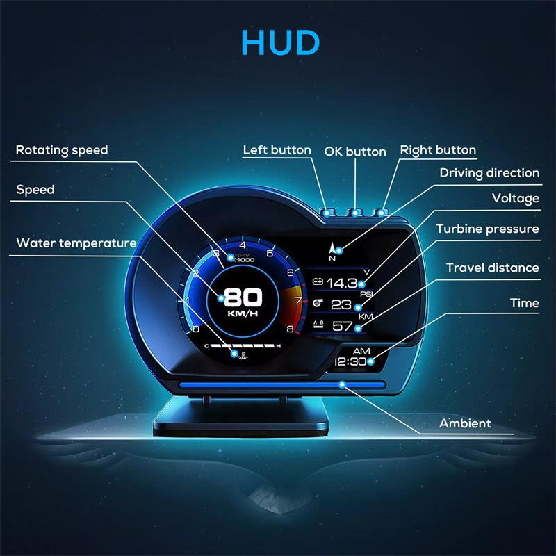 Универсальный Obd2&Gps Двойной системный измеритель спидометра Head Up Display Multi-Function Gauge Water Temp Turbo Car Accessories Hud P6