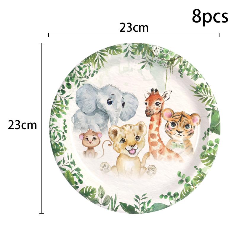 Tiger Lion Animal Pattern Disposable Tableware Set Safari Theme Party Decorations Boy Wild One First Birthday Party Supplies