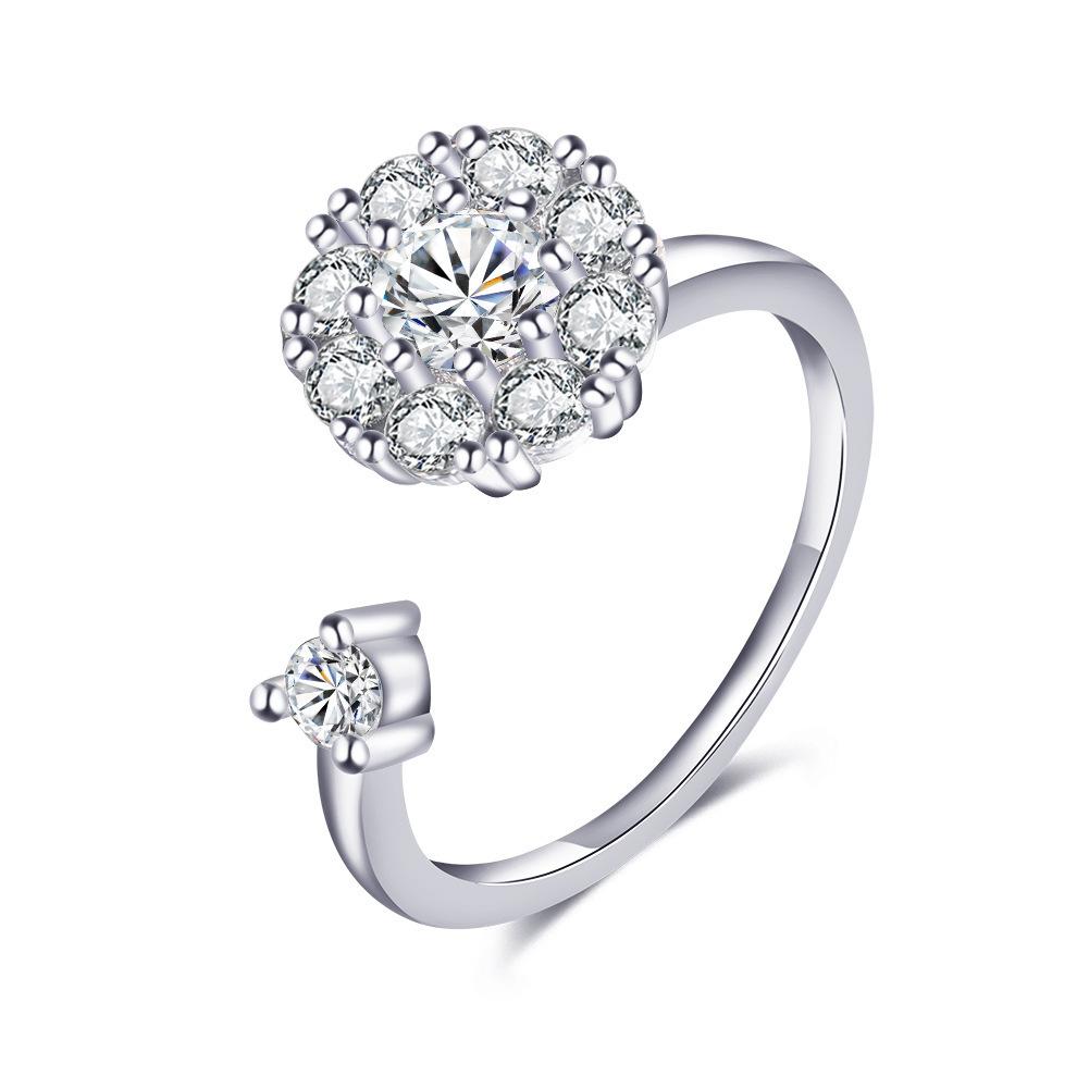 SMJEL Спиннер для женщин, кольцо с несколькими кристаллами, цветочным глазом, бабочкой, животным, вращающееся антистрессовое свадебное украшение