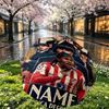 Custom Name Personalized Football Print Umbrella, Auto Open Close, 8‑Rib Sturdy Frame, Commute Camping Hiking Use, Birthday Gift