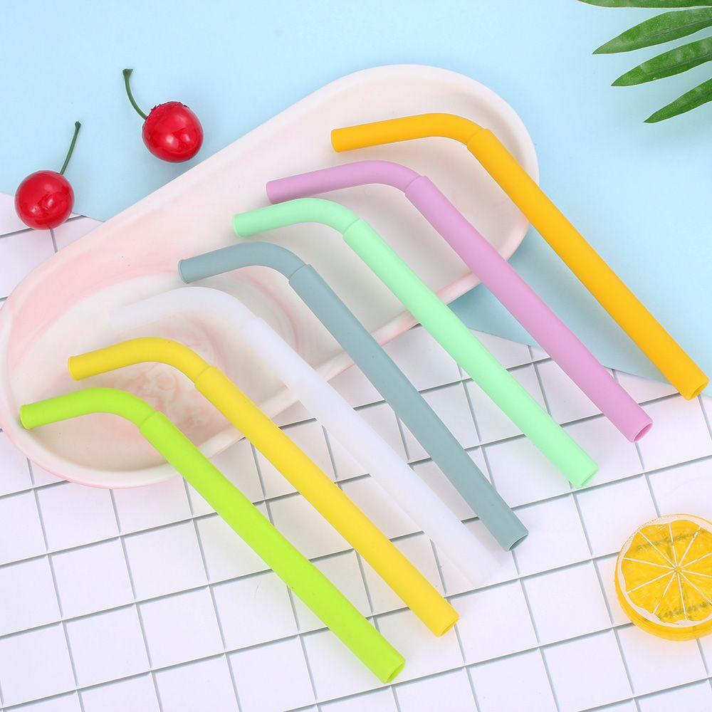 Reusable Drinkware Barware Cleaning Brush Silicone Straws Bar Accessories Foldable Drinking Straw
