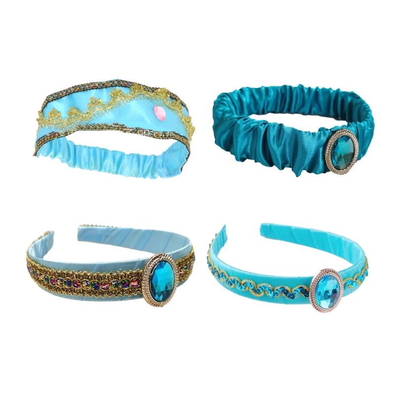 Girls Jasmine Headbands with Large Crystal Headwear Princess Arabian Hair Bands Arabian Princess Hair Bands Headpiece