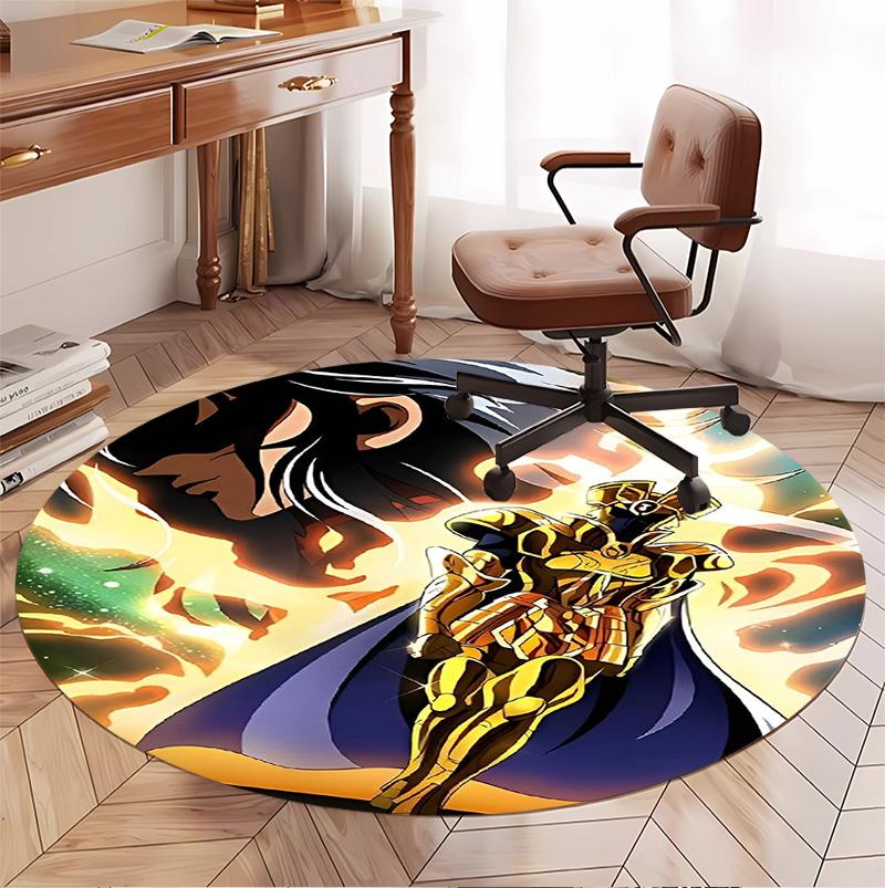 Saint Seiya Pattern Round Rug, Indoor/Outdoor Mat, for Picnic, Gameroom, Bedroom, Office, Living Room, Home Decor Carpet, Birthday Gift