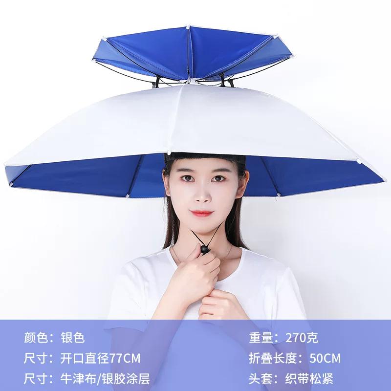 Umbrella Hat with Headgear, Sun Protection Fishing Hat, Rainproof Tea-Picking Hat, Umbrella Hat, Poncho, Helmet Umbrella