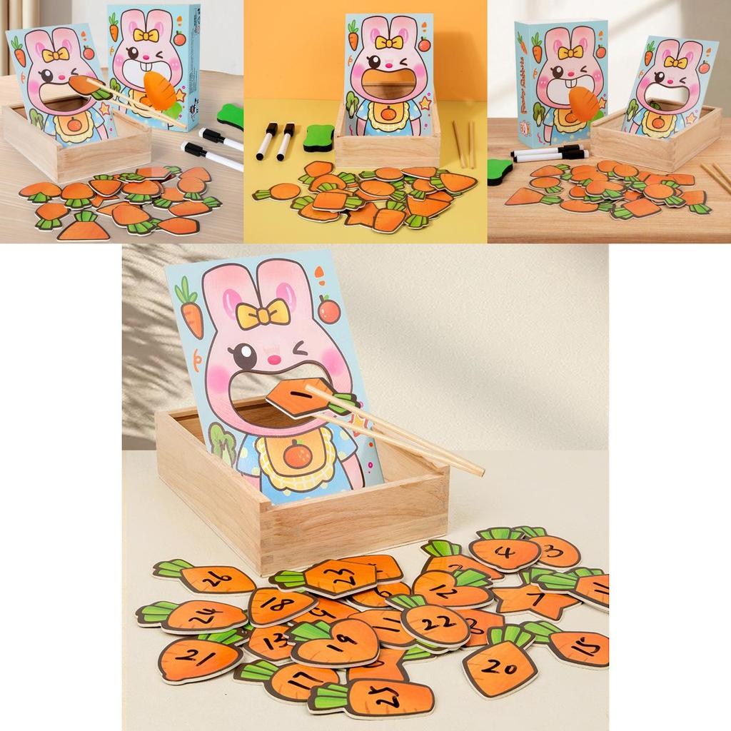 Wooden Feeding Carrots Rabbits Game Children Puzzle Toys For Fine Motor Training And Shape Recognition
