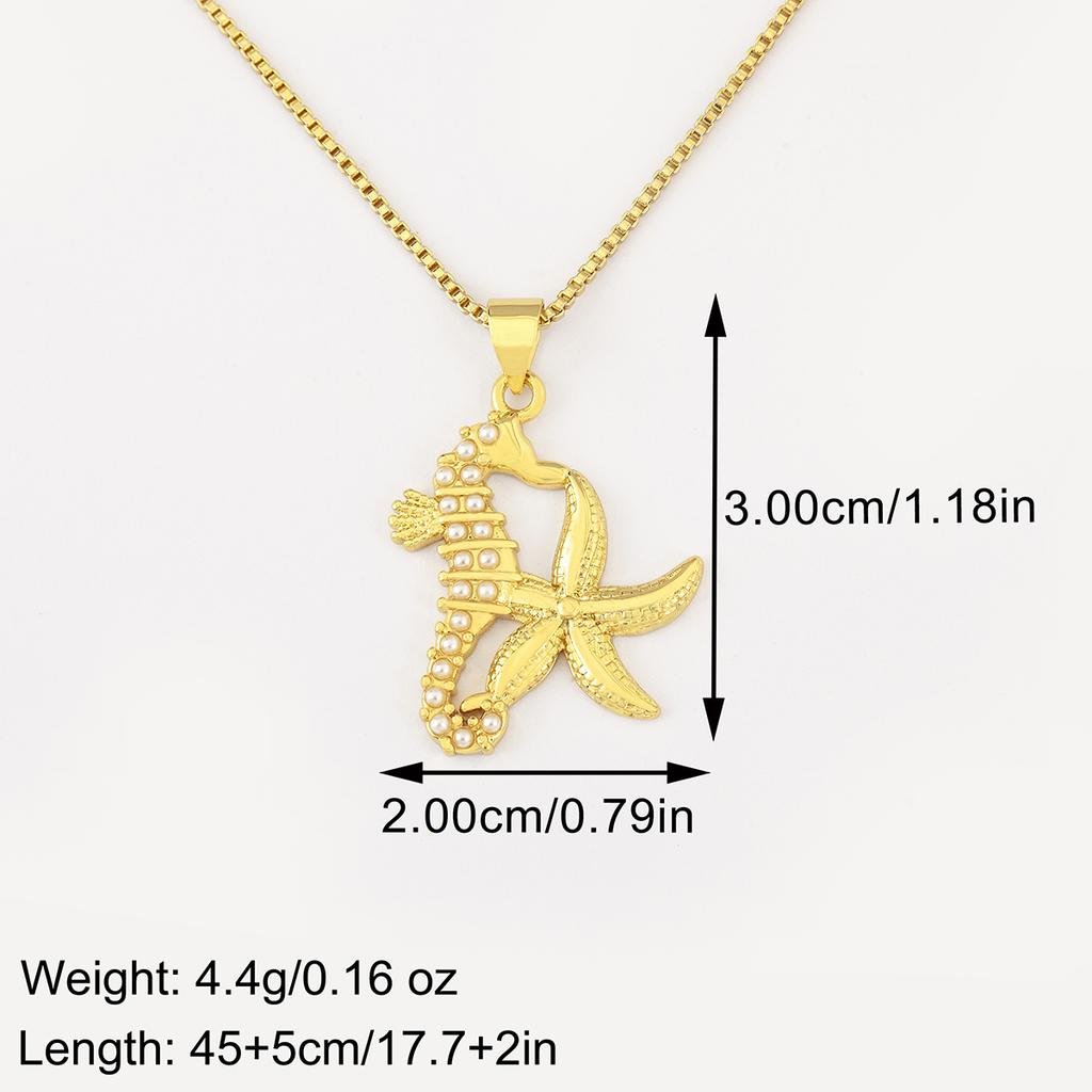 Nidin New Fashion Seahorse/Starfish/Jellyfish/Crab Inlaid Zircon Beach Charms Pendant Necklace For Women Men Jewelry Wholesale