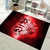 VfB Stuttgart Club Crest Red Smoke Effect Print Area Rug Non‑Slip Rectangular Floor Mat Football Fan Gaming Bedroom Living Home Decor Rug