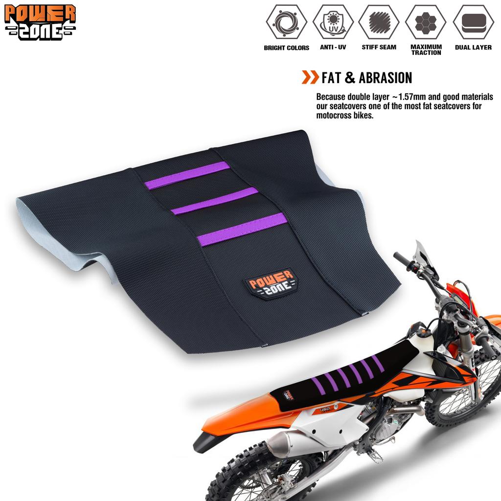 Powerzone Universal Ribbed Seat Cover Soft Waterproof Non-slip Ribbed Motorcycle Seat Cover For SXF EXC KXF CRF YZF WR TC TE