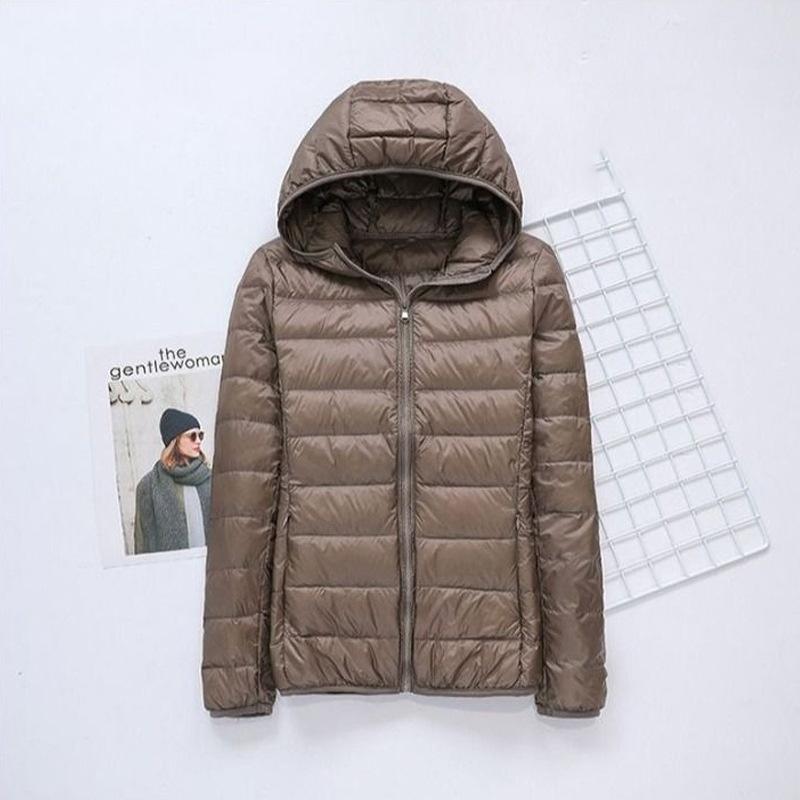 Женская короткая куртка-пуховик, легкая, теплая и тонкая, корейская версия белой куртки с капюшоном на утином пуху