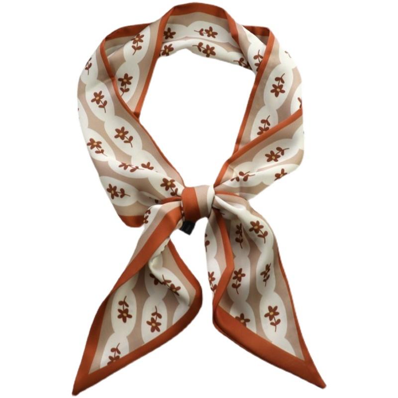 Новый женский маленький шелковый шарф с клетчатым принтом, ленты для ручки сумки, женские головные платки, острый угол для женщин, 100*9 см