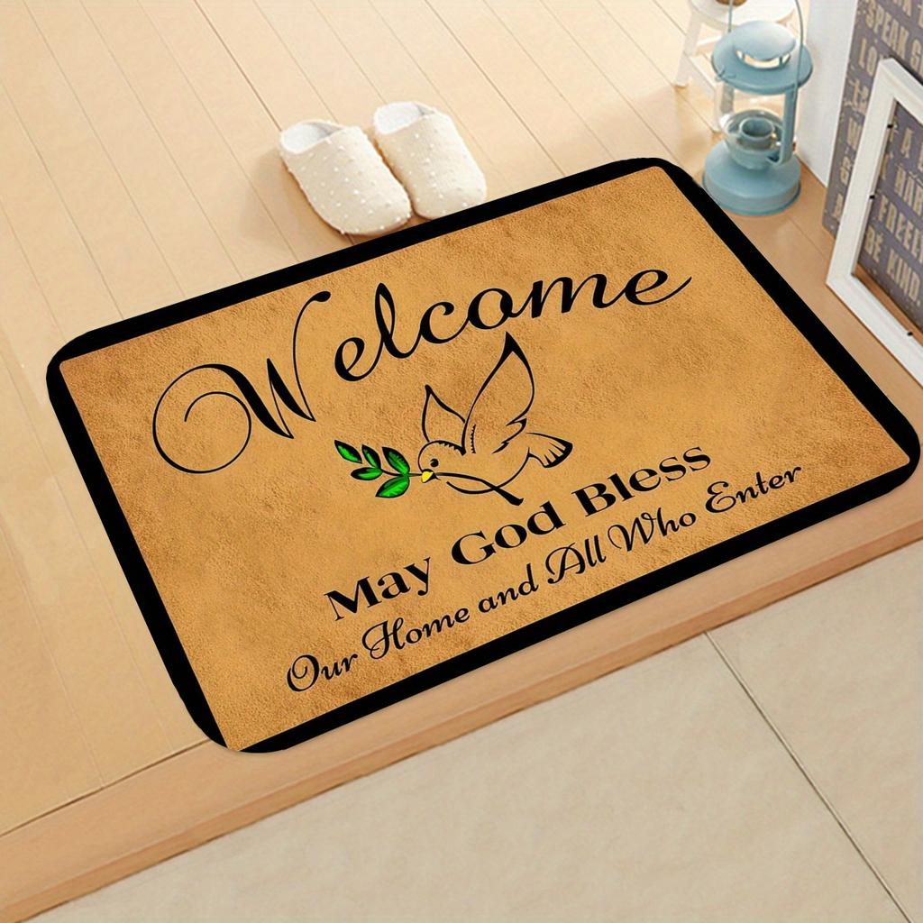 Non-Slip Welcome Door Mat, Indoor  Outdoor Entrance Rug, Absorbent Decorative Floor Mat for Living Room, Kitchen and Patio
