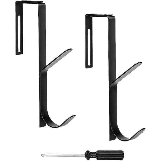 2 Pack Coat Hooks Cubicle Wall Mount Double Hook Sturdy Adjustable Over Door Hanger for Cubicle Panel Partition Hanging Hats Bag Backpack Hoodie