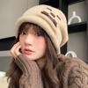 Hats Women's Autumn Winter Postpartum Hats Big Head Circumference Western Style Knitted Yarn Hats Warm Ear Protection Sleeves Cold Hats